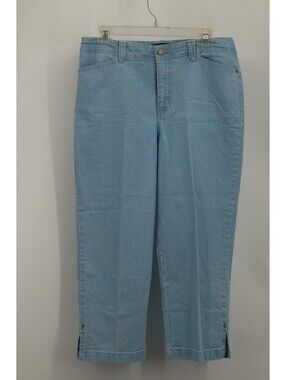 BandolinoBlu Womens 10 Crop Capri Jeans Light Blue Wash Stretch Denim Side Slit